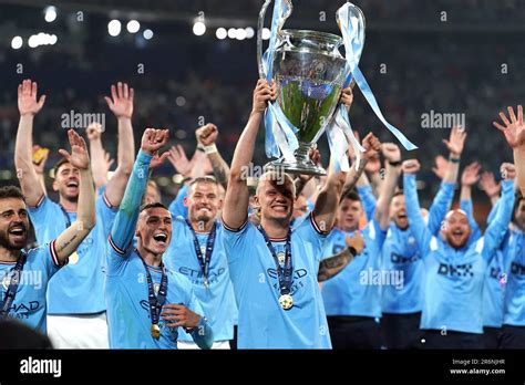 Manchester City's Erling Haaland with the UEFA Champions League Trophy ...