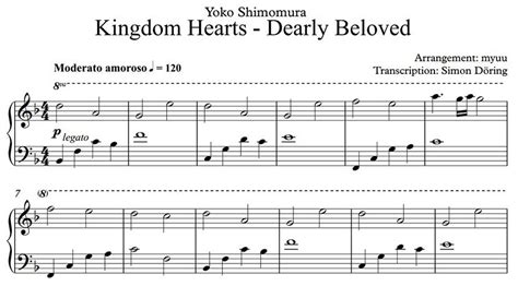 Kingdom Hearts - Dearly Beloved » Piano Sheet... - myuu