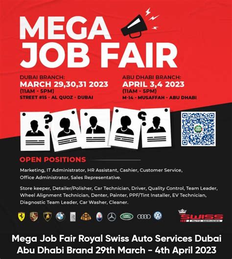 Mega Job Fair Royal Swiss Auto Services Dubai Abu Dhabi Brand March ...