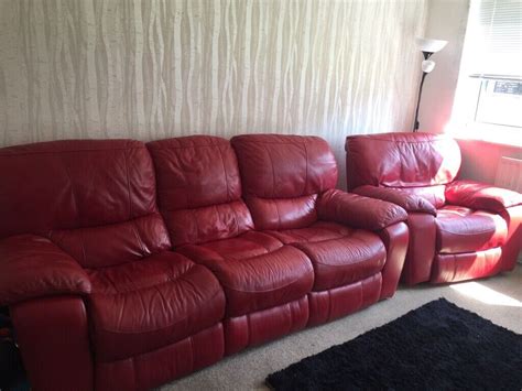 Red leather recliner sofa | in Newton Aycliffe, County Durham | Gumtree