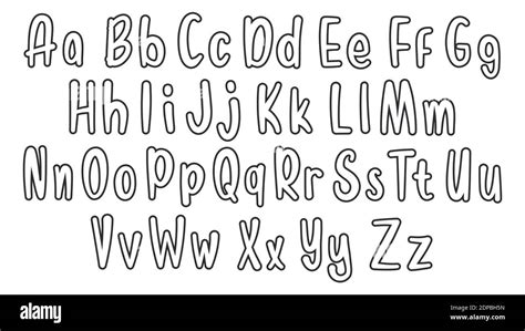 Set of hand drawn alphabet font. Simple outline letters. Handwritten alphabet uppercase ...