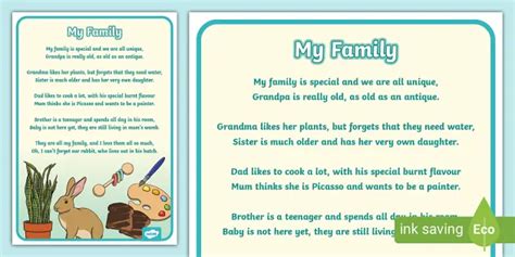 Family Tree Poem For Kids