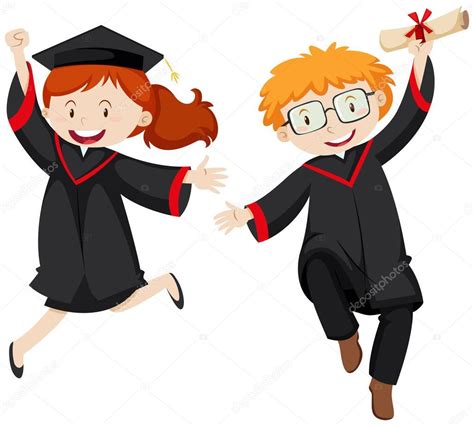 Dois estudantes graduados em vestidos de graduação Ilustração por ©blueringmedia #130333308