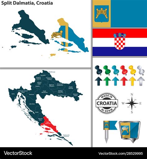 Map split dalmatia croatia Royalty Free Vector Image