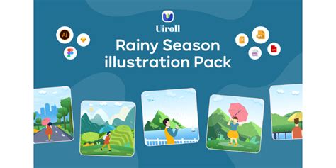 Rainy Season illustration Pack (Free) | Figma Community