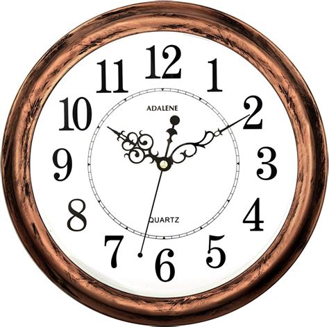 Adalene 33 cm reloj de pared silencioso grande decorativo, funciona con ...