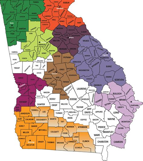 Georgia Counties Map Printable