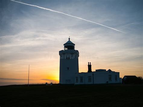 Lighthouse in the White Cliffs of Dover during Beautiful Sunset Stock Photo - Image of ...