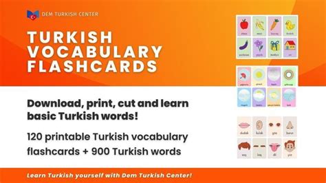 Learn basic Turkish words with Turkish language flashcards. Printable ...