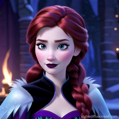 anna from frozen with a dark red hair color Prompts | Stable Diffusion ...