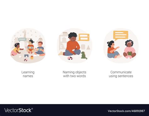 Toddlers communication skills isolated cartoon Vector Image