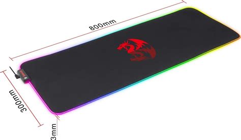 Redragon RGB LED Large Gaming Mouse Pad Soft Matt with Nonslip Base, Stitched Edges (800 x 300 x ...