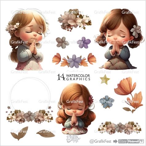 Praying Clipart Praying Girl Prayer Clipart Watercolor - Etsy