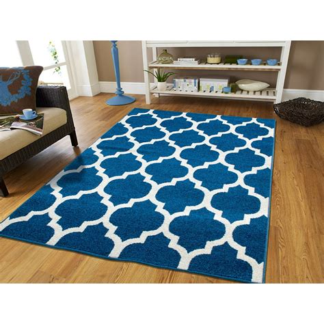 Luxury Moroccan Trellis Area Rugs on Clearance 5x7 Blue Area Rugs For Living Room Contemporary ...