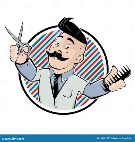 Funny Barber Shop Sign in Cartoon Style Stock Illustration ...