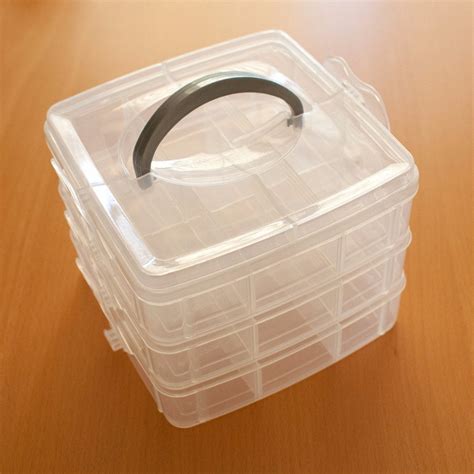 3 Tier Stackable Clear Plastic Case with Removable Dividers - Caddy Bay ...