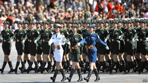 China: Female guards debut in military parade - BBC News