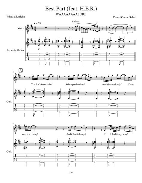 Best Part (feat. H.E.R.) Sheet music for Vocals, Guitar (Mixed Duet ...