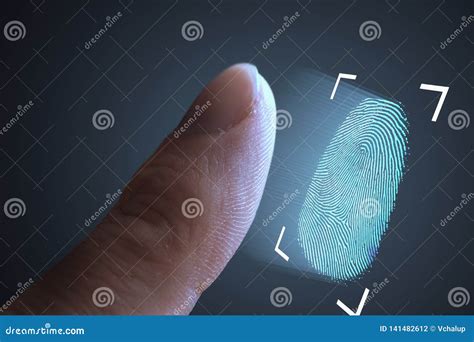 Fingerprint Scanning from Finger. Technology, Security and Biometric Concept. Stock Photo ...