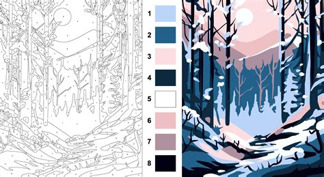 Winter, adult paint-by-numbers, paint-by-numbers kits, concept art ...