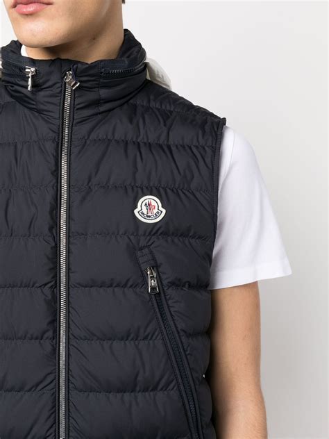 Moncler Logo-patch Padded Vest In Blue | ModeSens