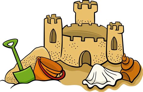 cartoon sand castle on the beach clip art illustration 11057461 Vector ...