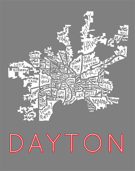 Dayton Neighborhood City Map Digital Image & Personal/charity License ...