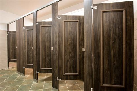 Ironwood Manufacturing laminate toilet partition with molding bathroom ...