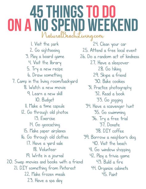 50 No Spend Weekend Activities Everyone Loves