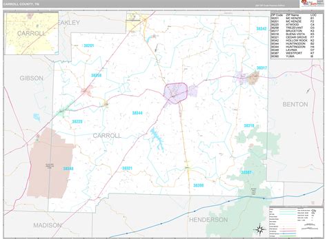 Carroll County, TN Wall Map Premium Style by MarketMAPS - MapSales