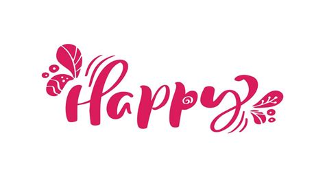 Happy red calligraphy lettering vector text. For art template design list page, mockup brochure ...