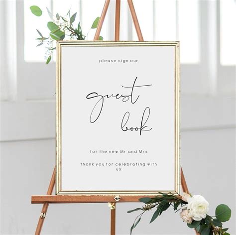 Elegant guest book sign by Make Me Digital https://etsy.me/2Vy8wZd #weddings #wedding #minim ...