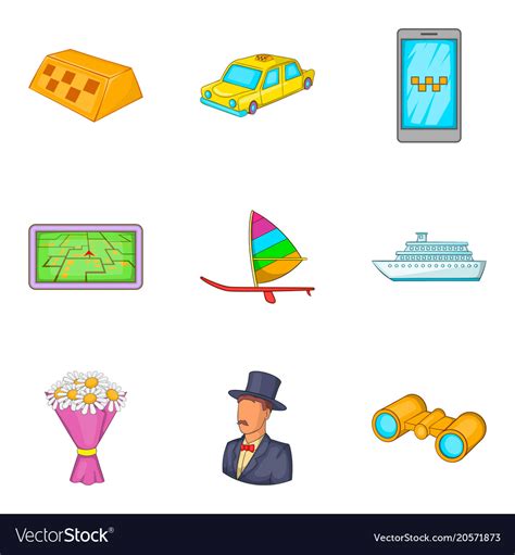 Gathering icons set cartoon style Royalty Free Vector Image