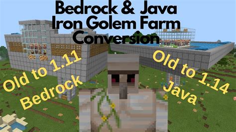 Minecraft Iron Golem farm conversion Bedrock 1.11 and Java 1.14 - YouTube