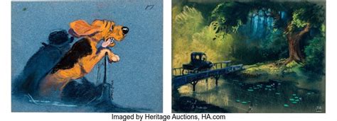 The Fox and the Hound Concept Art by Mel Shaw Group of 2 Walt Disney ...