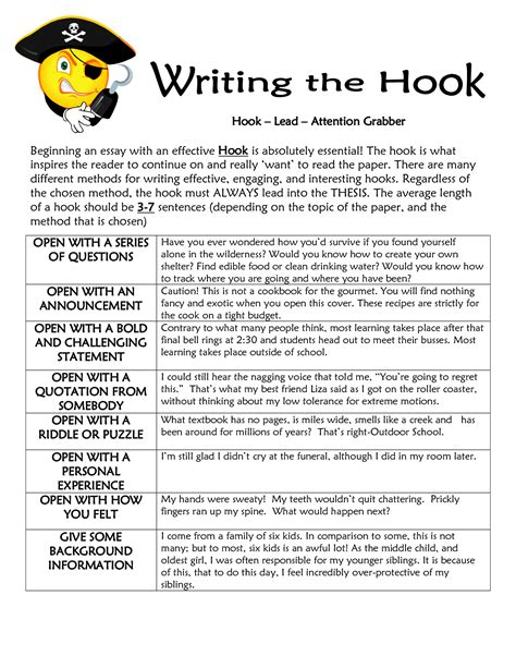 Hook C Lead C Attention Grabber Beginning an essay with an | Expository ...