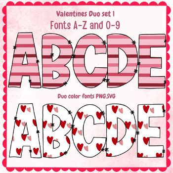 Valentine font A-Z ,0-9 PNG SVG ,Duo set 1 by It me digital Art