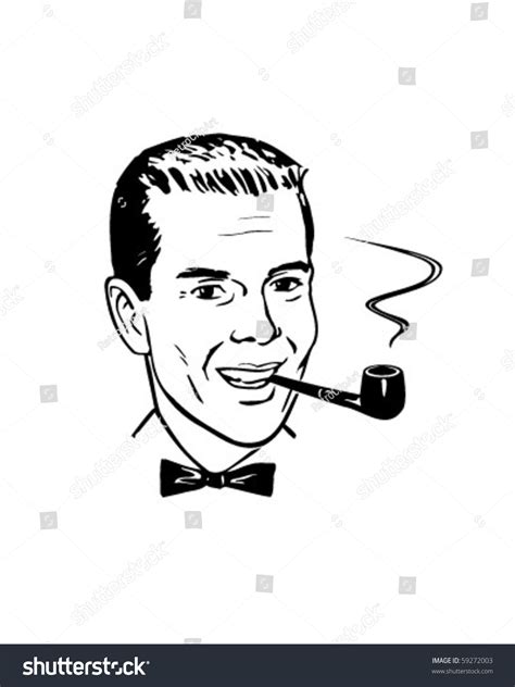 Pipe Smoking Chap - Retro Clip Art Stock Vector Illustration 59272003 : Shutterstock