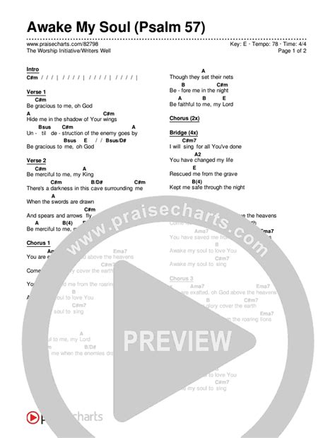 Awake My Soul (Psalm 57) Chords PDF (The Worship Initiative / Writers Well) - PraiseCharts