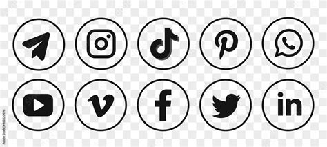 Round social media icon set. Social network logo. Facebook icon. TikTok icon. Instagram icon ...