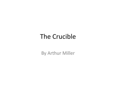 The Crucible Background | PPT