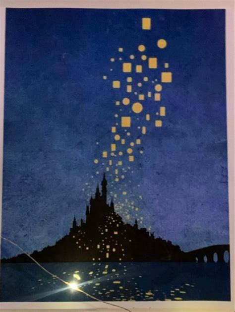 castle with fairy lanterns in the sky blue sky night a silhouette Tangled Lantern Wallpaper ...