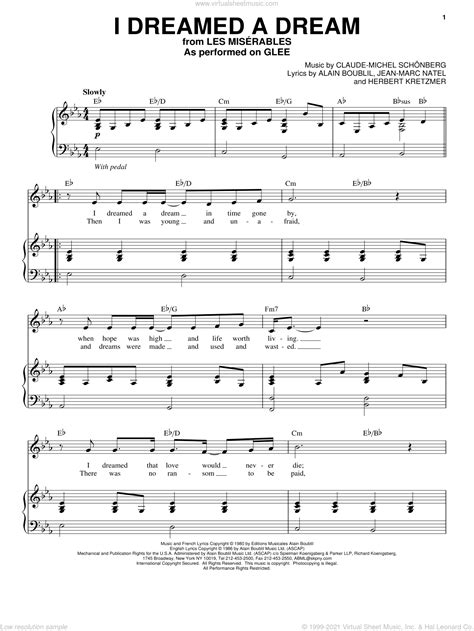 I Dreamed A Dream sheet music for voice and piano (PDF)