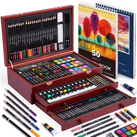 Buy 175 Piece Deluxe Art Set with 2 Drawing Pads, Acrylic Paints, Crayons, Colored Pencils Set ...