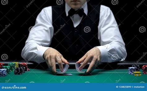 Casino Dealer Making Shuffling Tricks with Cards, Gambling, Lucky Poker Game Stock Image - Image ...