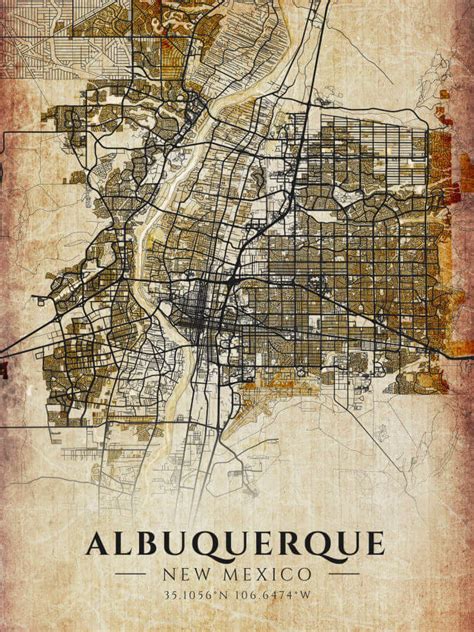 Albuquerque Antique Map Print - Winter Museo