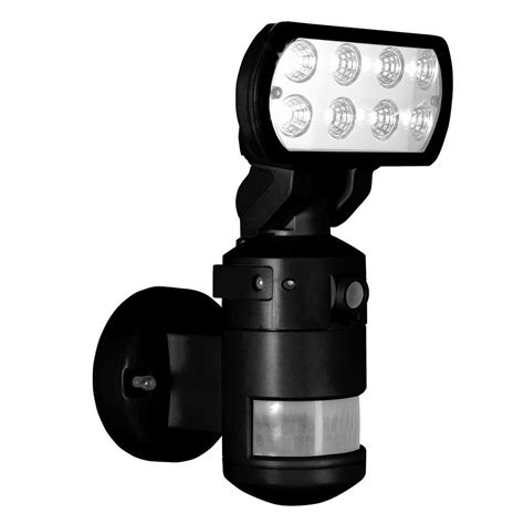 NightWatcher Security 220-Degree Outdoor Black Motorized Motion-Tracking LED Security Light with ...