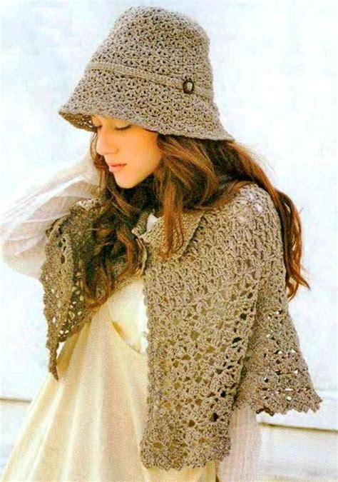 Crochet Shawls: Crochet Cape For Women - Classic Cape and Cloche Set