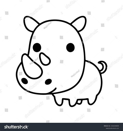 Printable Rhino Clipart Black White Image Stock Vector (Royalty Free ...