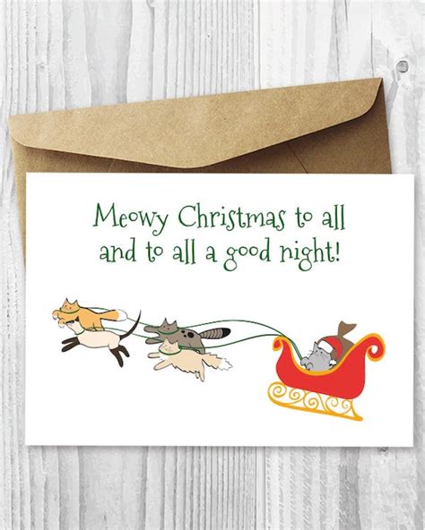 Cat Christmas Card Funny Cats Christmas Card Printable Card